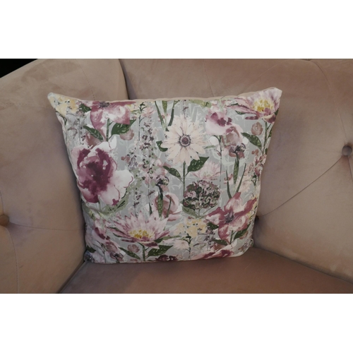 1476 - A pink velvet Chesterfield sofa, RRP £1699