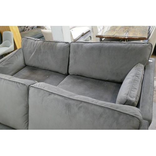 1503 - A Barker & Stonehouse mink velvet three seater sofa, two seater sofa and footstool RRP £2633