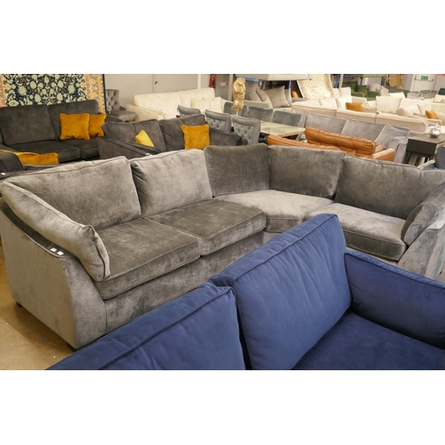 1529 - A Barker & Stonehouse pewter velvet corner sofa RRP £3195