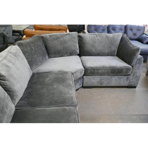 1529 - A Barker & Stonehouse pewter velvet corner sofa RRP £3195