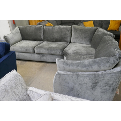 1529 - A Barker & Stonehouse pewter velvet corner sofa RRP £3195