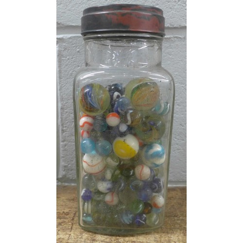 809B - A collection of vintage toys and games, a globe and marbles - some marbles chipped and playworn **PL... 