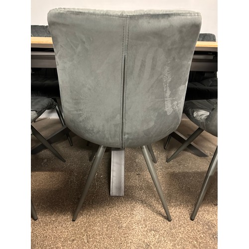 1435 - A Fusion dining table with six Arana grey velvet dining chairs