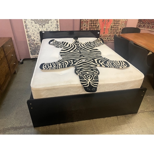 1544 - A black high gloss double bed frame with storage drawers - mattress not included
 *this lot is subje... 