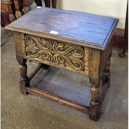 147 - A 17th Century style carved Ipswich shoe oak box