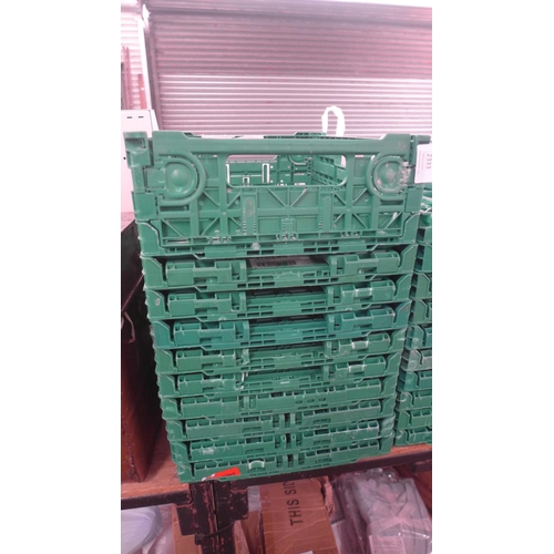 2334 - Ten stacking green plastic crates