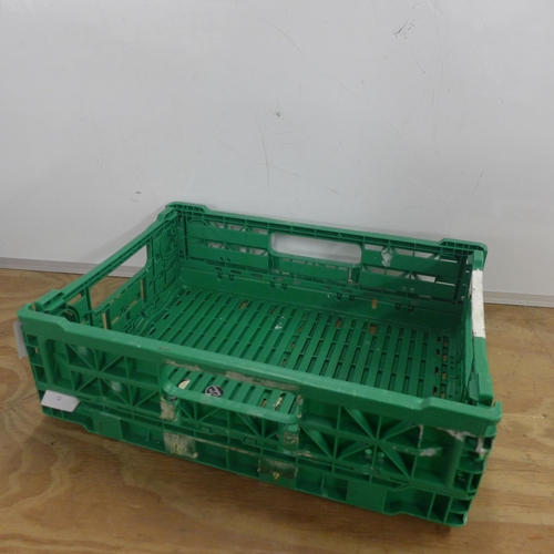 2335 - Ten stacking green plastic crates