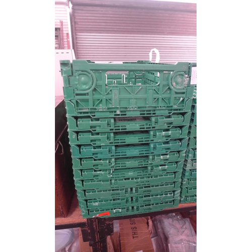 2337 - Ten stacking green plastic crates