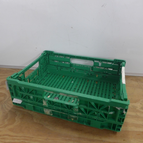 2338 - Ten stacking green plastic crates