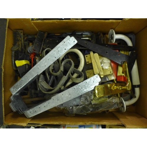 2352 - 5 trays of assorted hardware and consumables including locks and keys, hinges fixing kits, nails scr... 