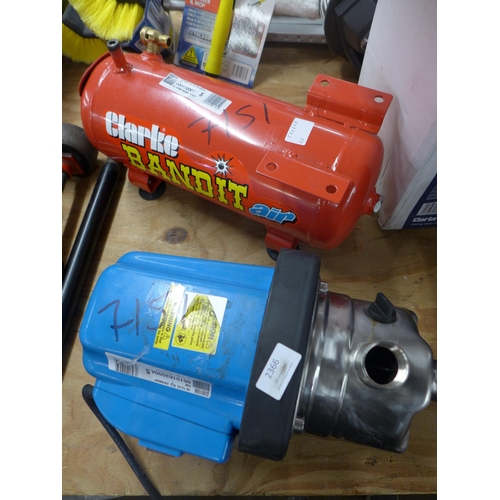 2366 - A Clarke Air Bandit tank and Clarke pump (BPT1200SS) water pump (#7151) * This lot is subject to VAT