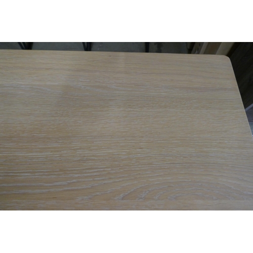 1551 - A grey oak and rattan dining table