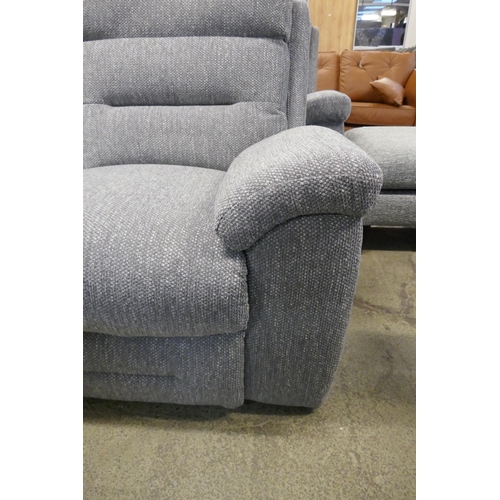 1564 - A grey hopsack electric reclining two seater sofa - one powerpack only