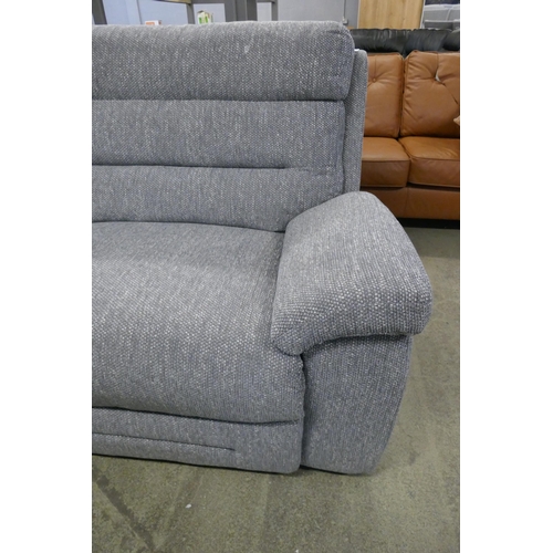 1565 - A grey hopsack electric reclining three seater sofa - one powerpack only