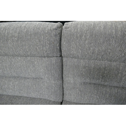 1565 - A grey hopsack electric reclining three seater sofa - one powerpack only