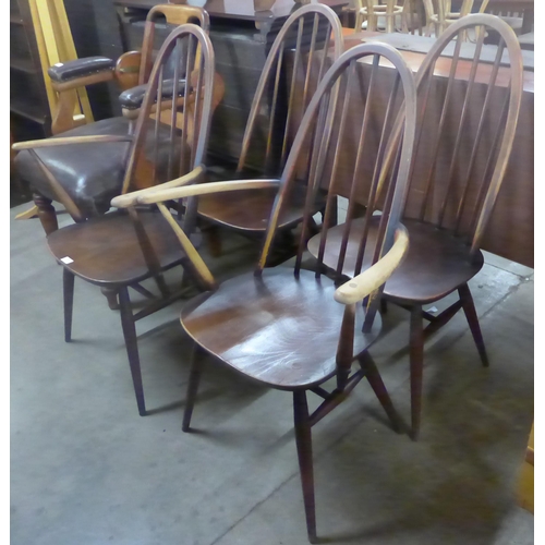 128 - A set of four Ercol Golden Dawn elm and beech Quaker chairs