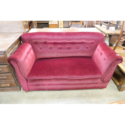 178 - A Victorian fabric upholstered drop arm settee