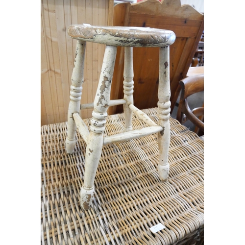 213 - A Victorian painted elm kitchen stool