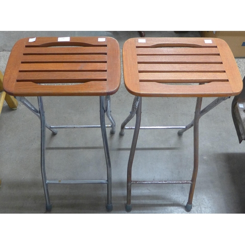 230 - A pair of teak and chrome stools