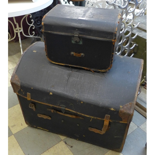 235 - A vintage fitted dome topped steamer trunk