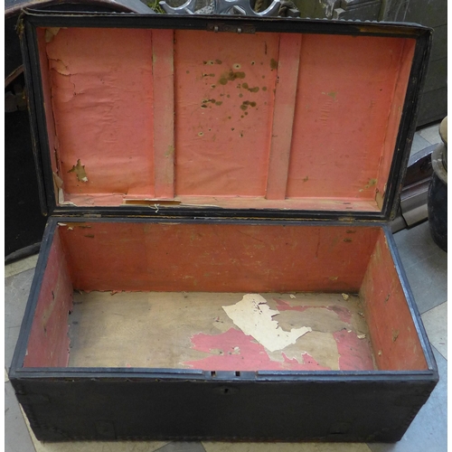 236 - A vintage metal clad trunk