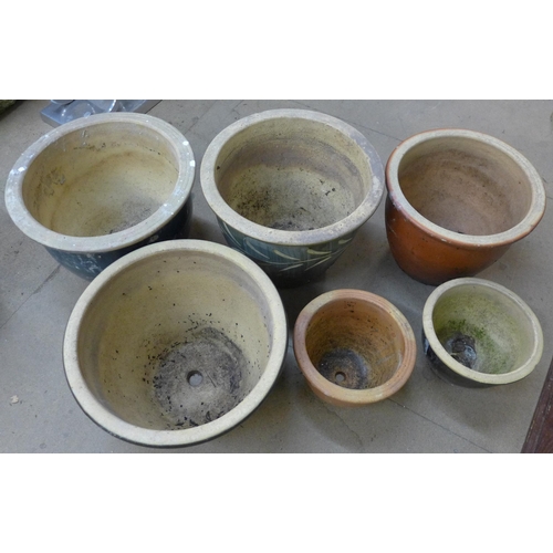 243 - Assorted glazed garden planters