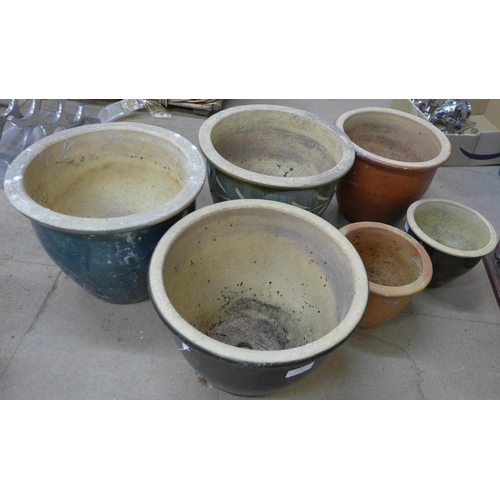 243 - Assorted glazed garden planters