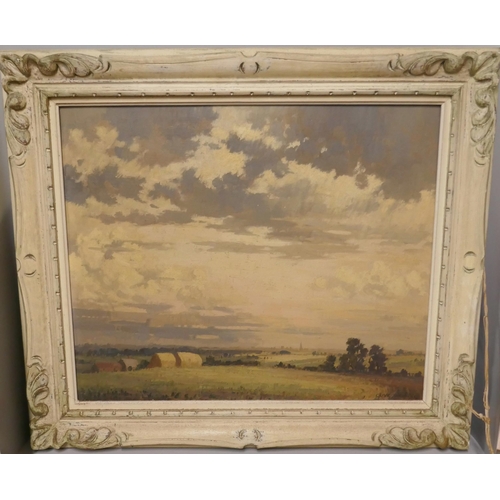 267 - Clive Browne, Norfolk landscape, oil on canvas, 1954 Royal Academy Exhibition label verso, framed