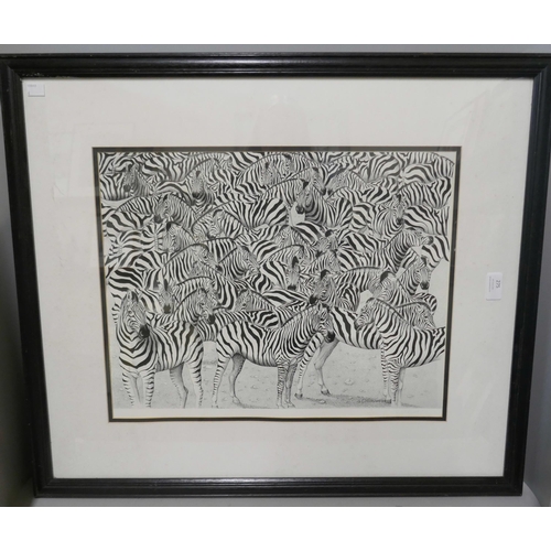 275 - A S.C. Millward print, zebras and one other