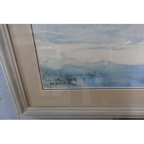 281 - A large print of fishermen, framed