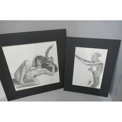 282 - A folio of assorted nude and other pencil studies