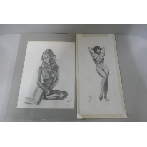 282 - A folio of assorted nude and other pencil studies