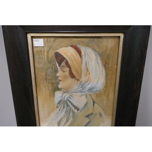 286 - T. Fisher, portrait of a lady, watercolour, dated 1910, framed