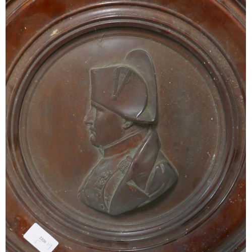 312 - A copper plaque of Napoleon in a wooden frame