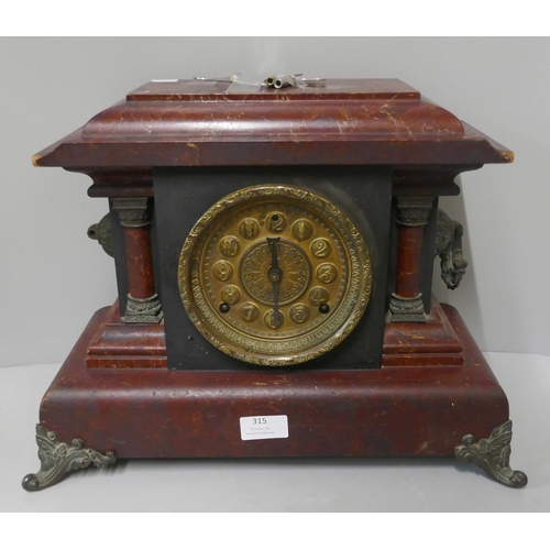 315 - A 19th Century faux marble mantel clock