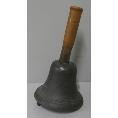 317 - A large bronze hand bell