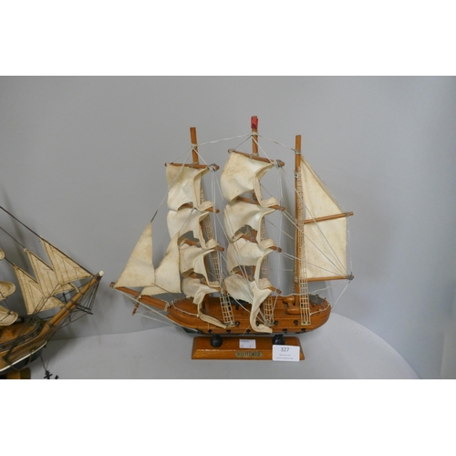 327 - Two small model galleons