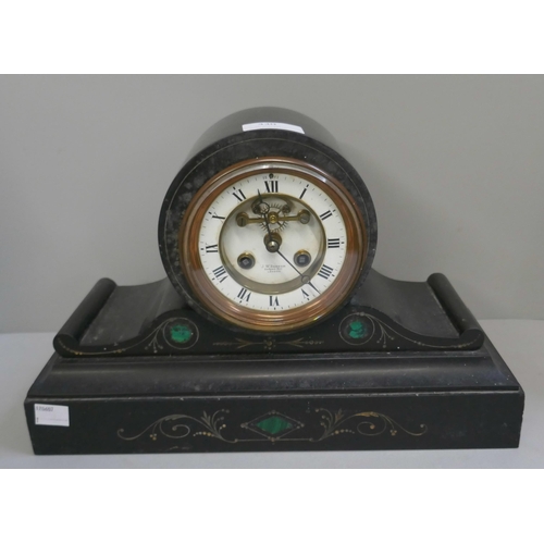 330 - A 19th Century French Belge noir mantel clock