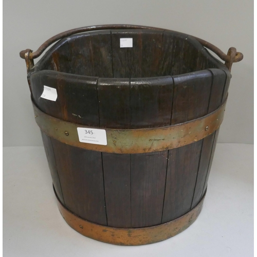 345 - A Victorian brass coopered oak bucket