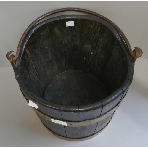 345 - A Victorian brass coopered oak bucket