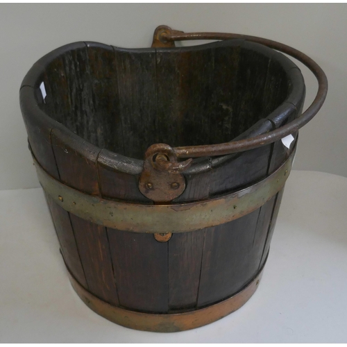 345 - A Victorian brass coopered oak bucket