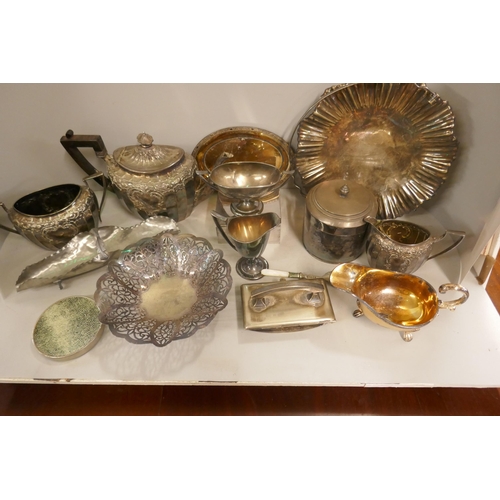 356 - A box of plated ware and other metalwares