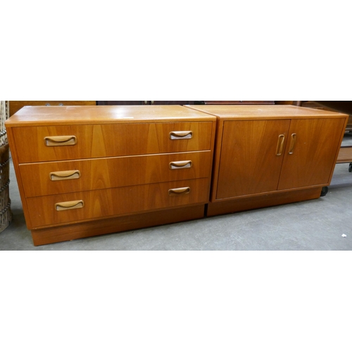 55 - A G-Plan Fresco teak chest of drawers and a two door cupboard