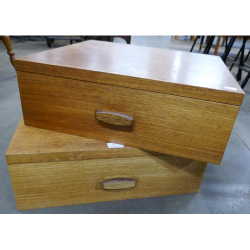 65 - A pair of G-Plan Quadrille teak wall floating bedside drawers