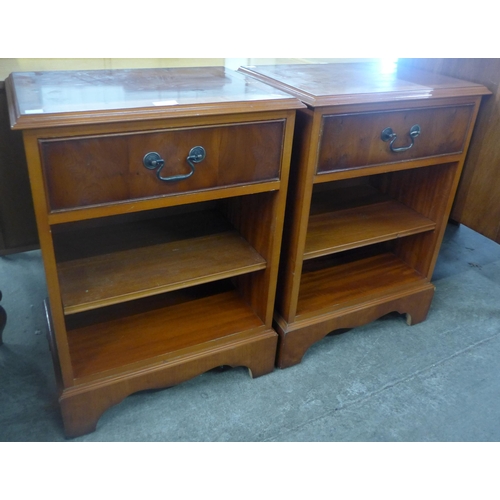 91 - A pair of yew wood bedside cabinets