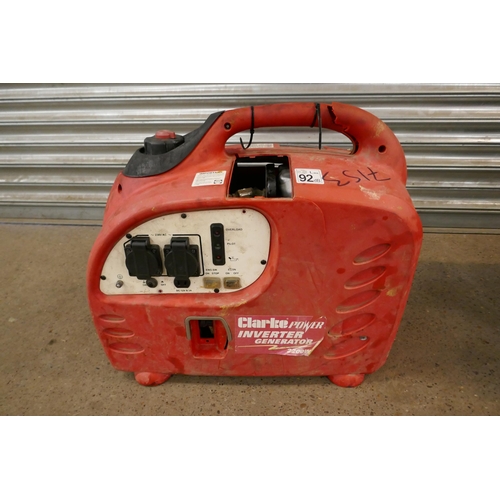 2194 - A Clarke PG3800 ADV Euros 3KVA open frame dual voltage (230/110v) petrol generator (#7148) and a Cla... 