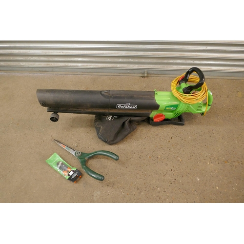 2221 - Florabest FLB2500 A1 240V garden blower with hedge cutters and pruners