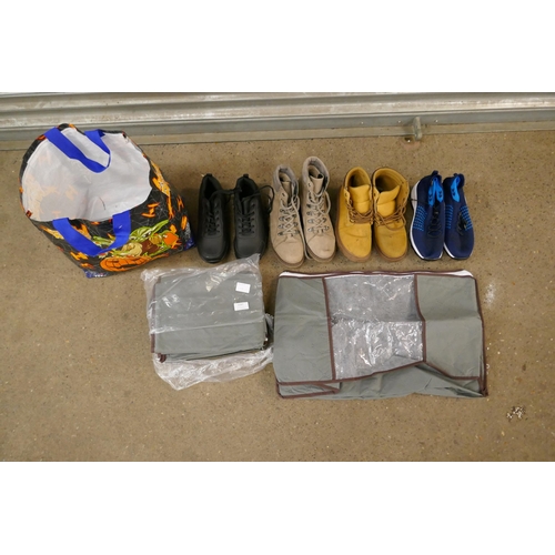 2287 - A bag of assorted footwear and unused storage bags