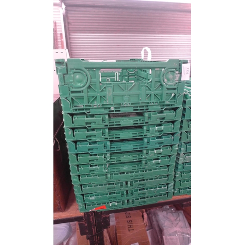 2333 - Ten stacking green plastic crates