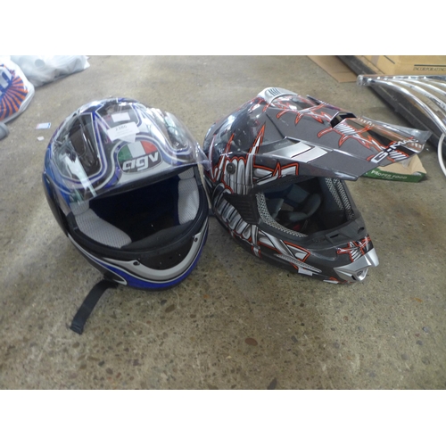 2386 - An AGV helmet and a G-Mag Barb Wire motorcross helmet